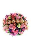 Roses, carnations, proteas and other flowers styled in basket