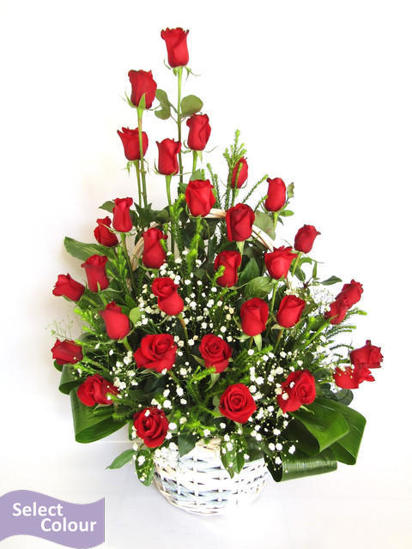 Roses displayed in basket