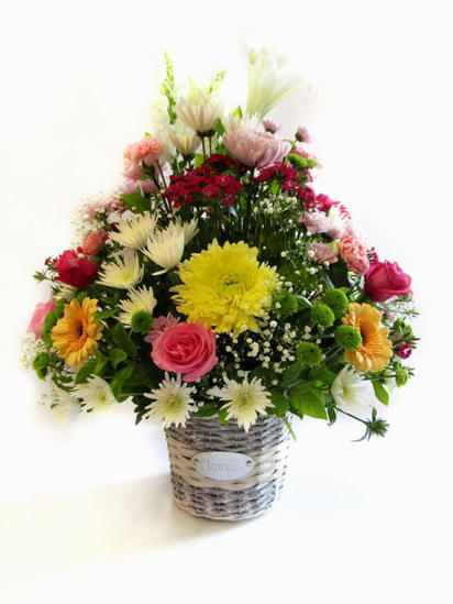 Mixed flowers in basket