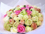 Roses wrapped in netting