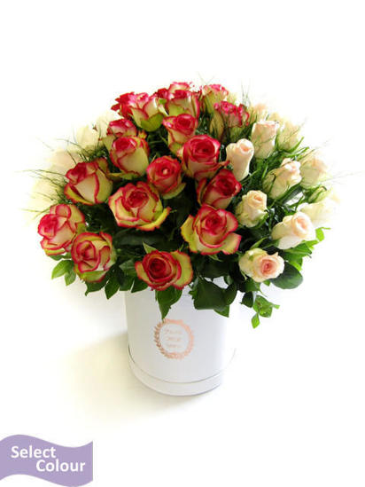A display of roses in box