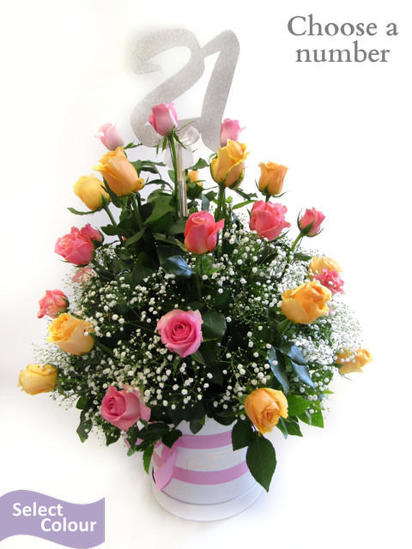 Arrangement of roses in box