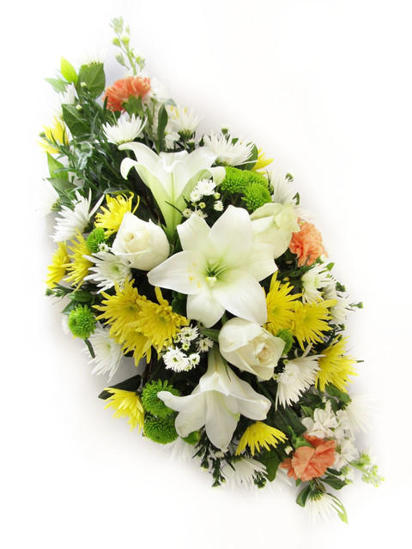 Coffin spray arranged with mixed flowers