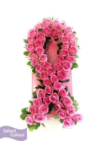 Cancer ribbon wreath with roses