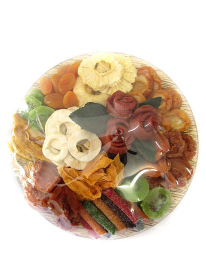 Dried fruit on glass plate