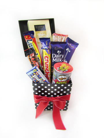 Chocolates, chips and wafer in gift box