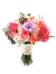Roses, carnations and lysianthus in bridal bouquet