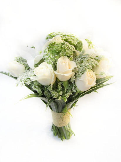 White flowers in bridal bouquet