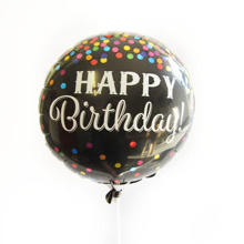 Happy birthday black confetti balloon